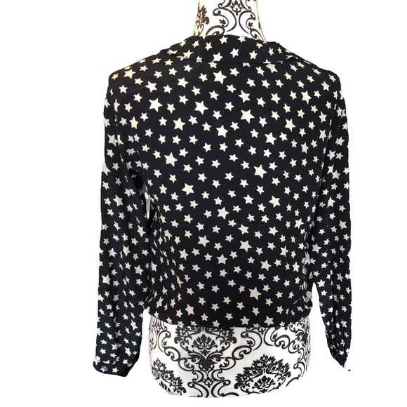 ZARA Star-Print button-down tie front Blouse - Picture 8 of 9